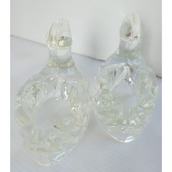 Vintage Lot Of 2  glass DUCK Personal ASHTRAY Pipe Holder Clear Trinket Dish 3" - Picture 8 of 12